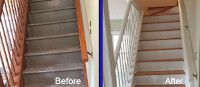 Before and After Dearborn Hgts Hardwood Floor Tread Installation